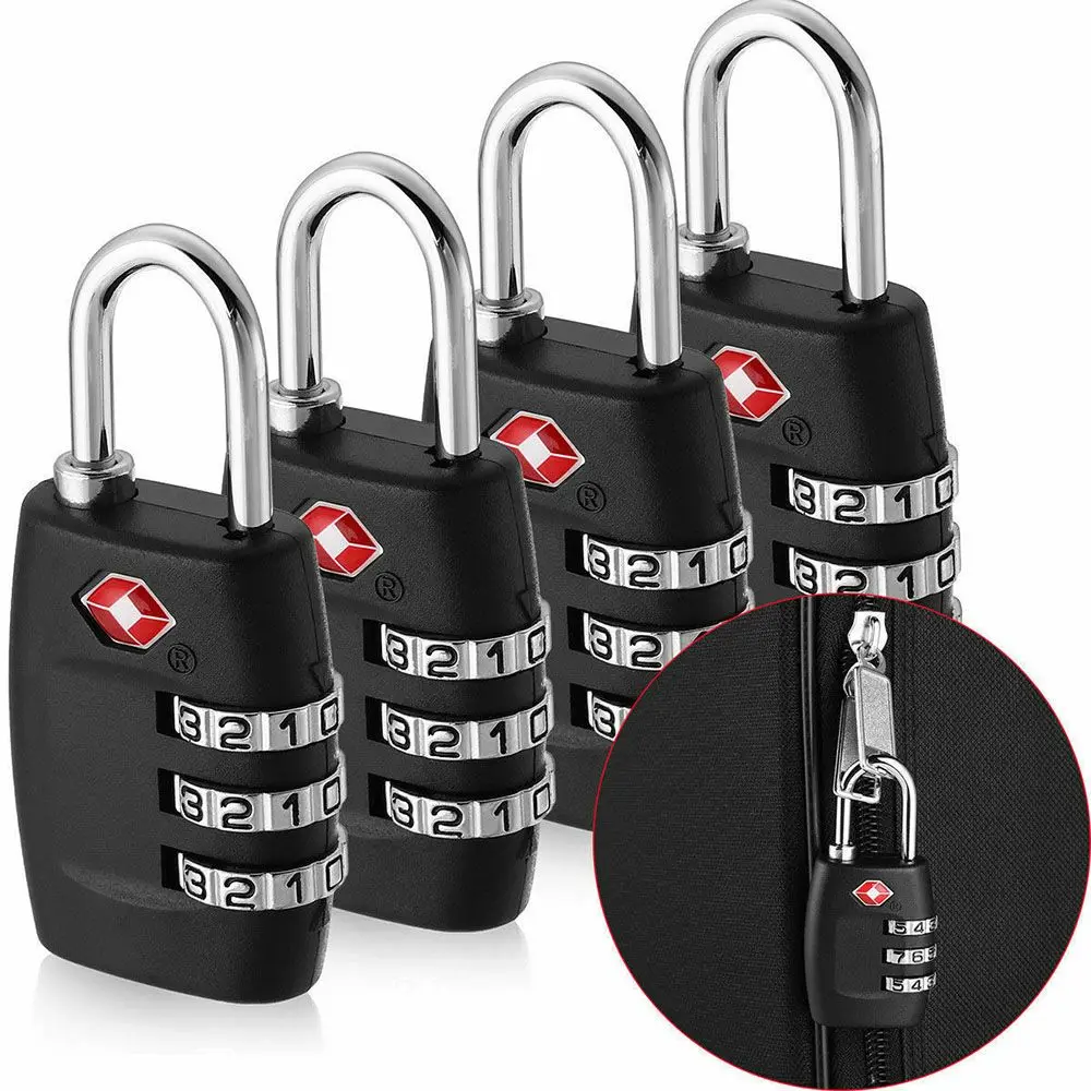 Senha Combination Lock para viagens, TSA Bagagem Lock, Code Lock, Mala, Duffle Bag, reajustável, 3 posições