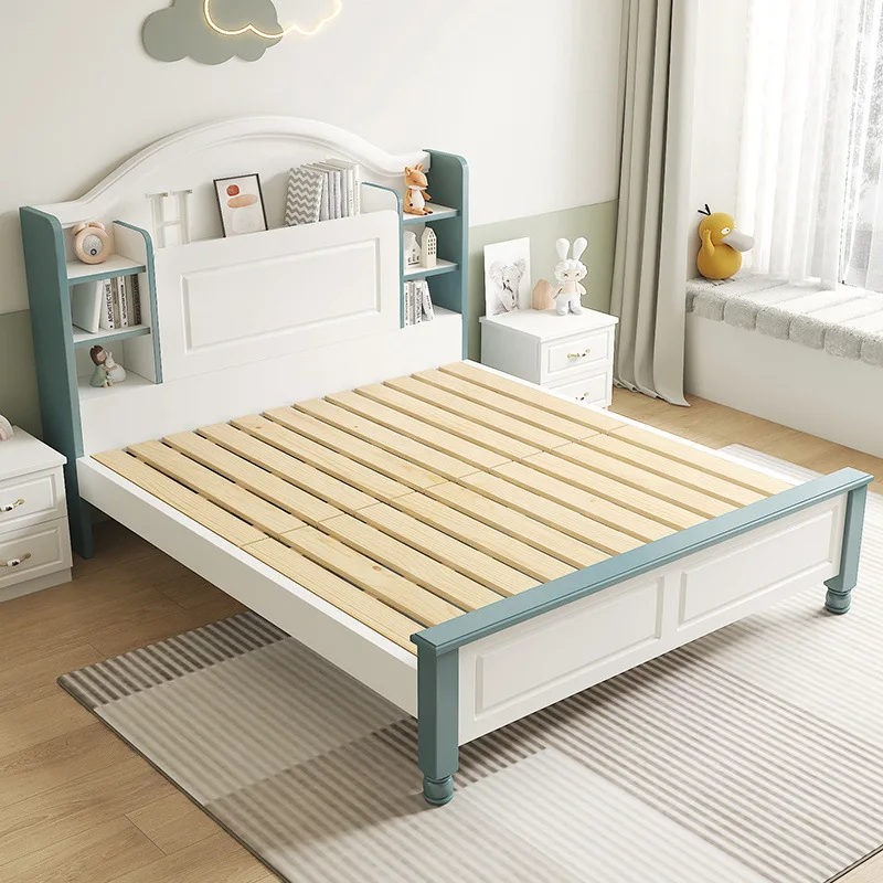 American double solid wood bed modern simple home e****my rental room master bedroom princess home single bed