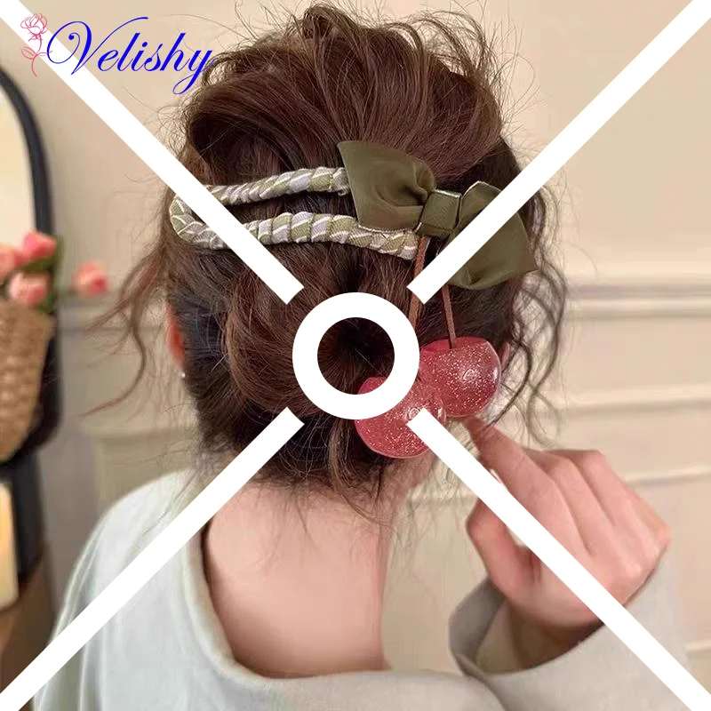 Large Size Cherry Print Duckbill Hair Clip for Women Exquisite Spring Summer Updo Accessory 2025 Fashion Trend