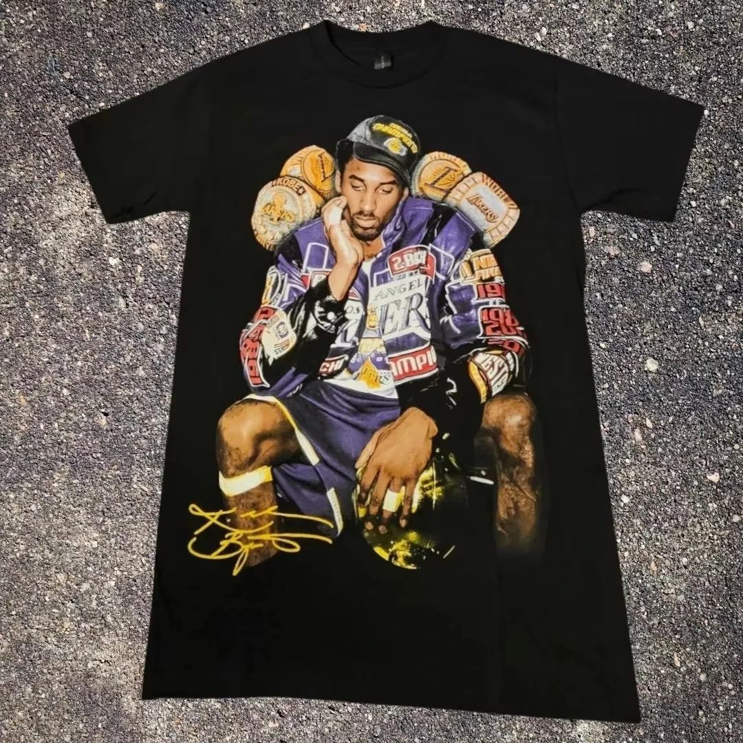 Camiseta gráfica de baloncesto con anillo de campeonato de Kobe Bryant, camiseta para mujer, ropa de calle de moda Vintage de verano, Top de algodón de gran tamaño