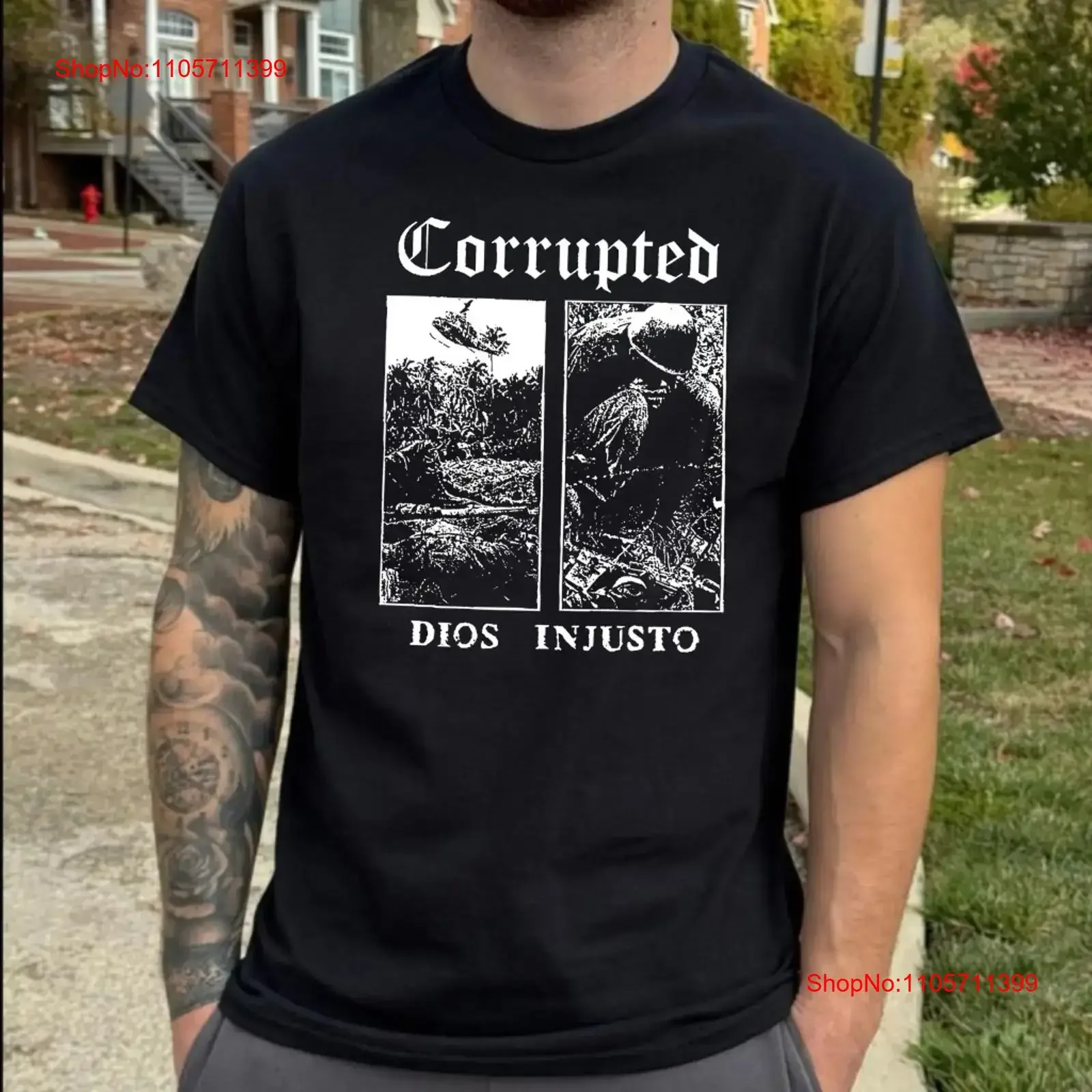 Corrupted Band Black T Shirt S 5XL long or short sleeves vintage Washed Stretched Top For Everyday Wear Stylish Comfortable