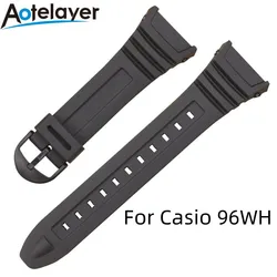 18mm Rubber Silicone Watch Strap for Casio W 96H W-96H-1AV W-96H-9AV Waterproof Universal TPU Sport Bracelet Accessories