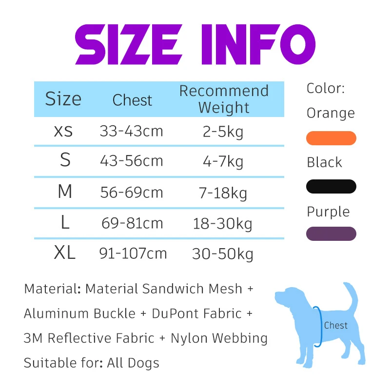 Truelove Lightweight Pet Harness Adjustable Breathable Dog Chest Harness Reflective Quick Release Comfortable For Dogs Training