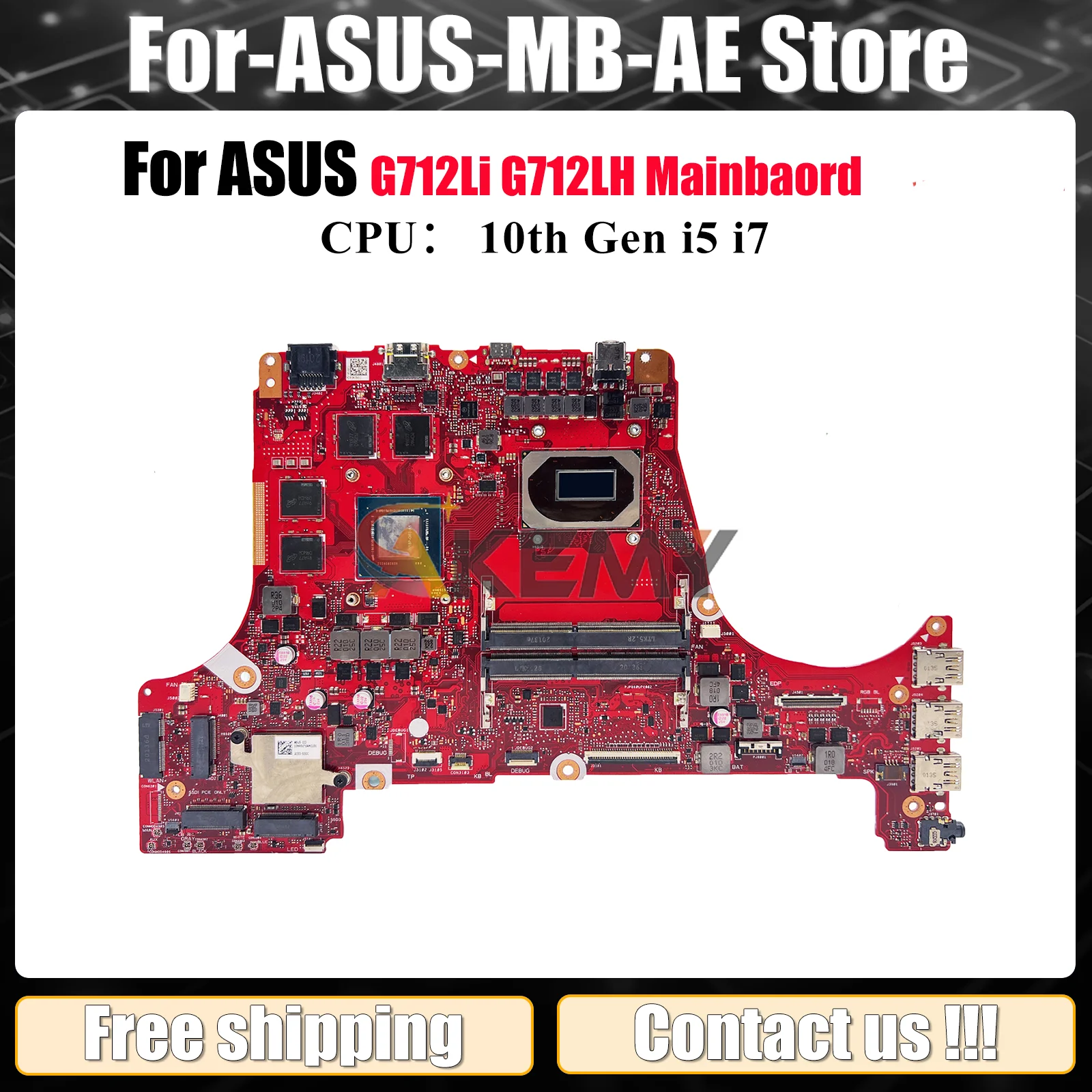 

G712LI Laptop Motherboard For ASUS ROG Strix G17 G712Li G712L G712LH Notebook Mainboard With 10th Gen i5 i7 100% tests OK stk