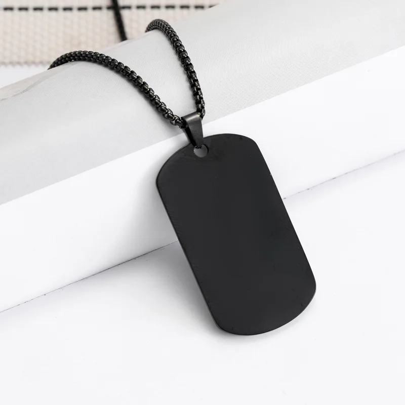 HNSP Plain Stainless Steel Seal Pendant Dog Tag Necklace Blank Engravable Military ID For Men Waterproof Jewelry Accessories view 6