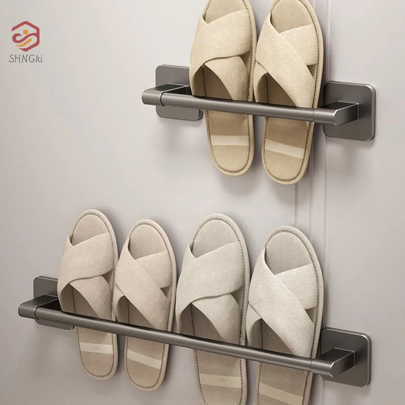 Estante para zapatillas de baño de 30cm/50cm, estante de almacenamiento para zapatillas montado en la pared sin perforaciones, Zapatero para cuarto de ducha, estante para ahorrar espacio