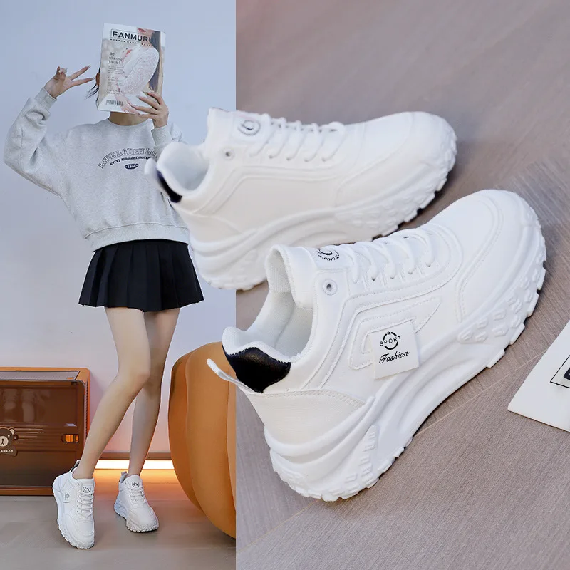 

Ladies Vulcanized Shoes Fashionable New Style Internet Famous High Top Versatile Thick Sole Comfortable Casual Sports Dad Shoes