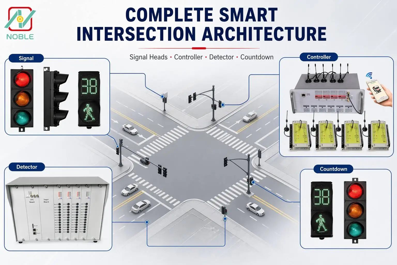 Solar Intelligent Controller Intersection Traffic Solution Phone/PC APP Setting GPS WiFi Function Remote Technical Support