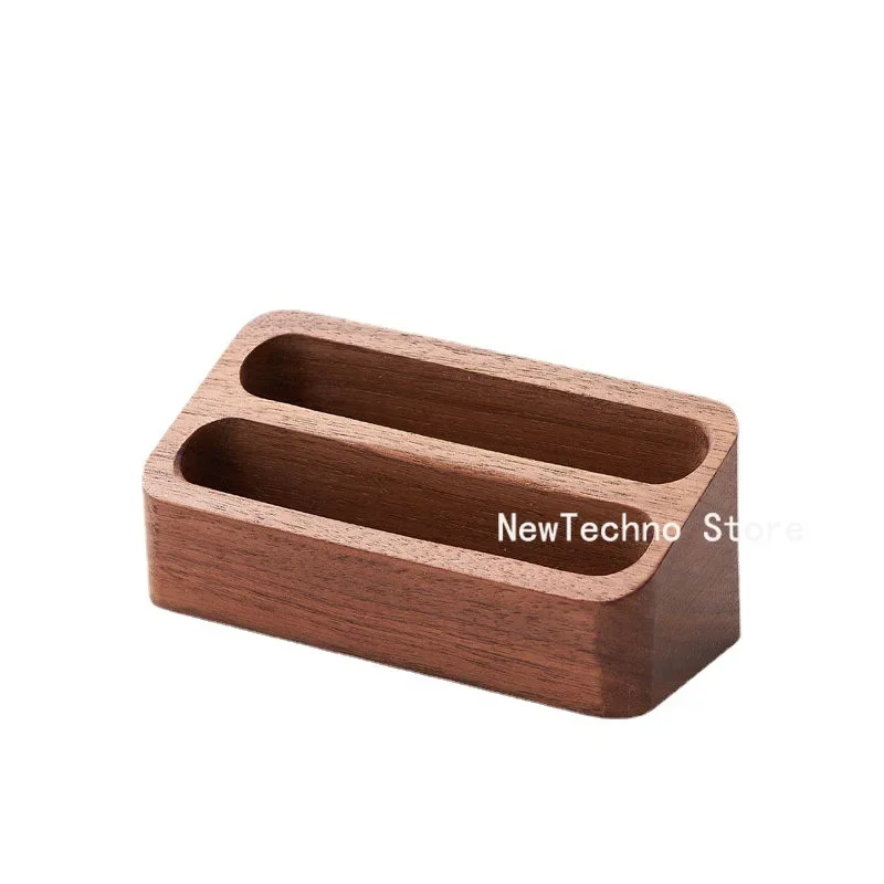 Solid Wood Desktop Business Card Display Stand Memo Holder Storage Box Beech Wood Card Organizer For Office