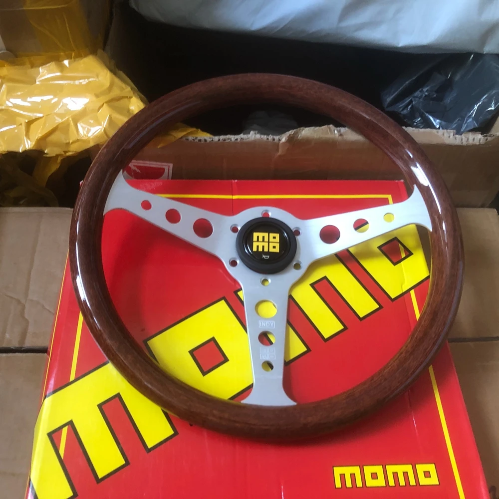 

MOMO 14Inch Universal Classic Indy Heritage Steering Wheel Car JDM Racing ABS Wood MOMO Steering Wheel Volantes For VW TOYOTA