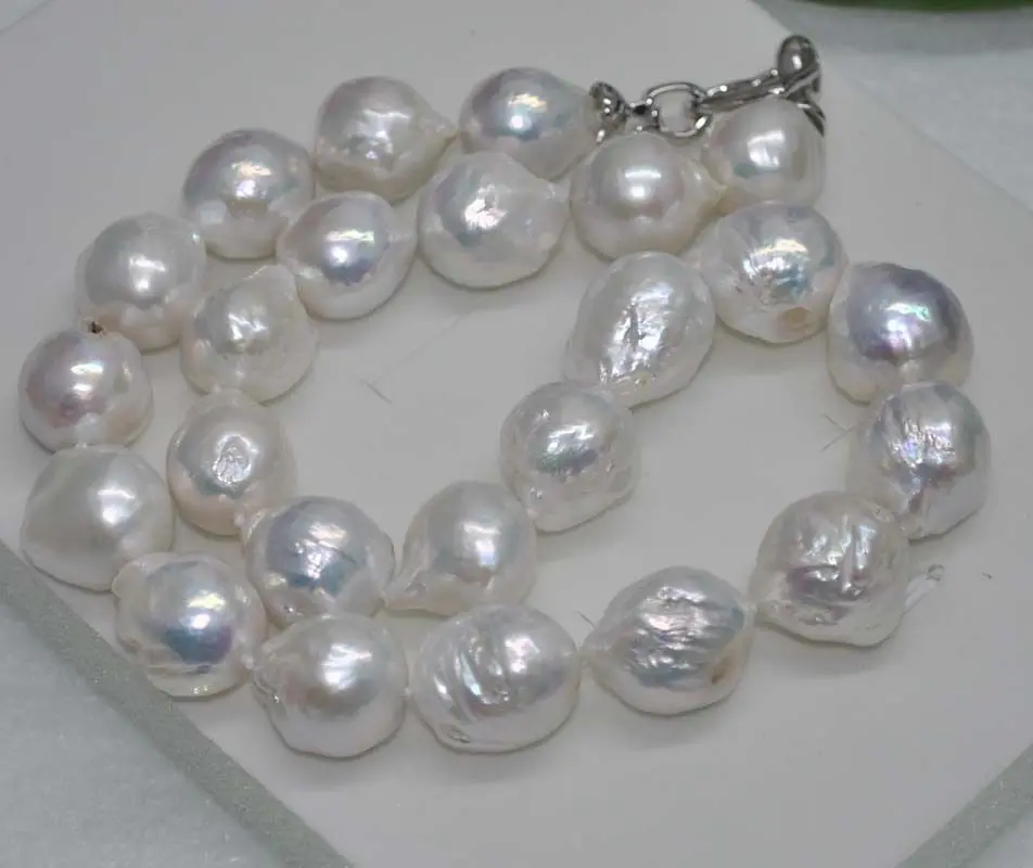 

AAA 12-14MM REAL HUGE SOUTH SEA WHITE BAROQUE PEARL NECKLACE 18''