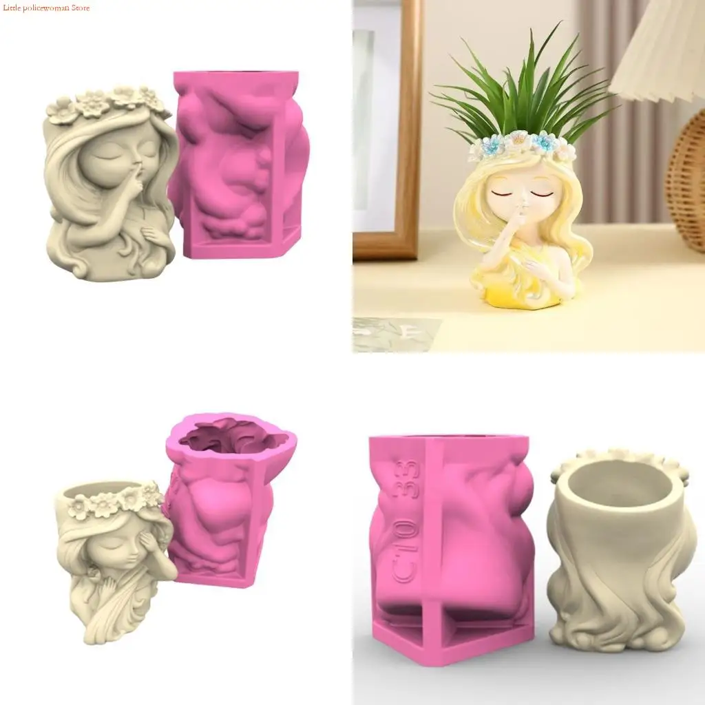 

F92D Heat Resistant Silicone Planter Mold For Resin Casting Cement Crafts Pots