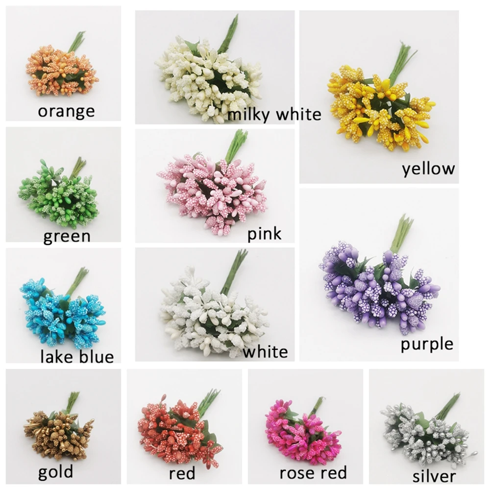 Wreath Wire Stem Wedding Decoration Marriage Box DIY Berries Stamen Artificial Flower Fake Flower Home Decor
