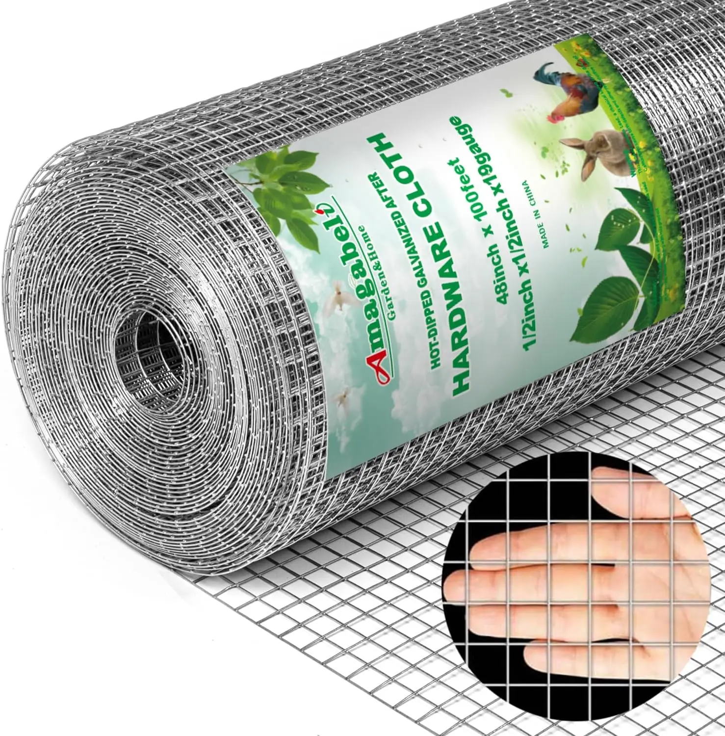 Hardware Cloth 1/2 inch 48inx100ft Galvanized After Welding 19 Gauge Square Chicken Wire Fence Mesh