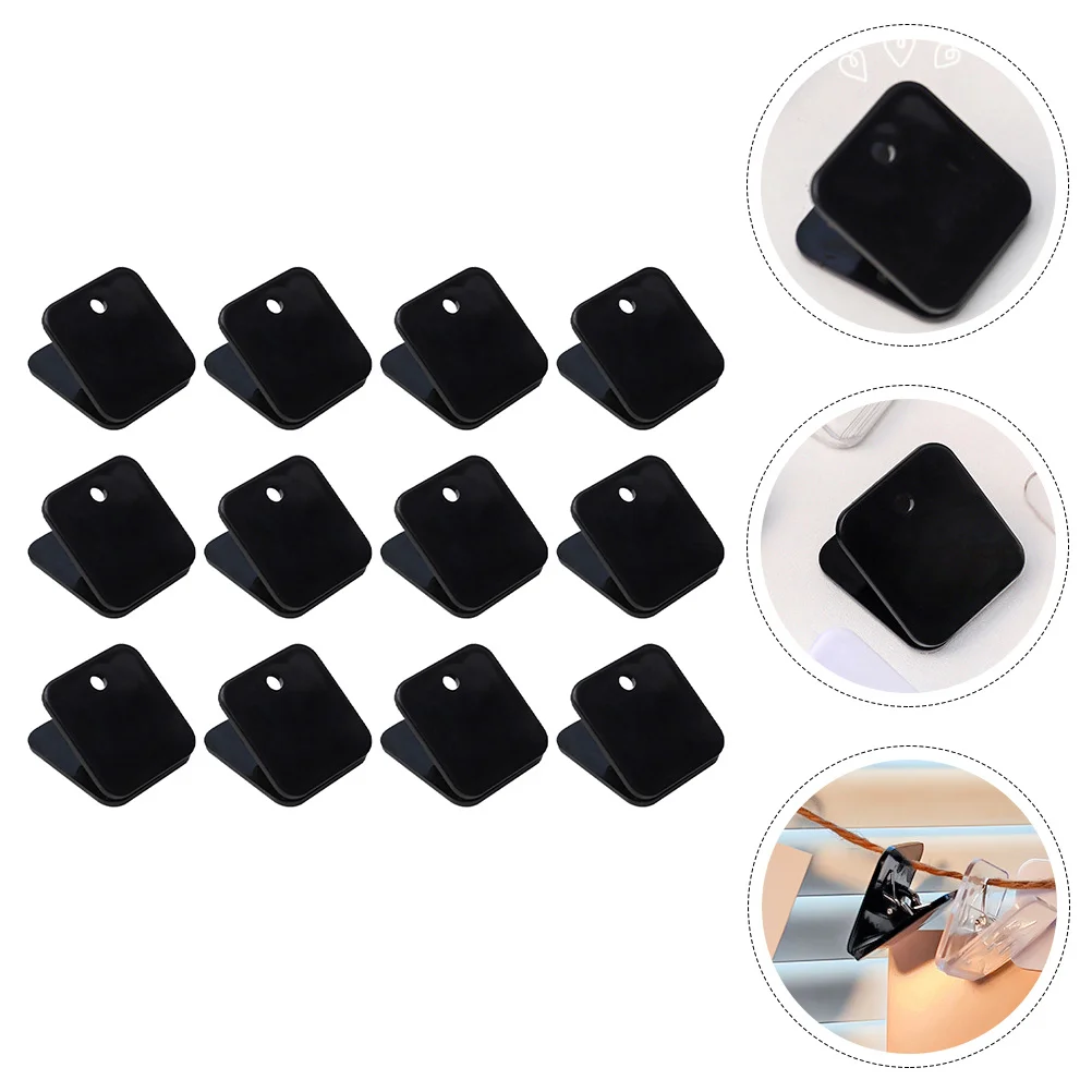 

12 Pcs Plastic Clips Square Folder for Teacher Student Paper Clamp Document Sorting Black File Clips Stationery Office Supplies