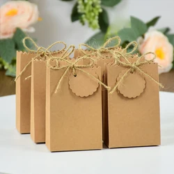 30/10pieces Of Kraft Paper With Hemp Rope Gift Packaging Bag Jewelry Cookie Wedding Birthday Favor Candy Box Food Packaging Bag