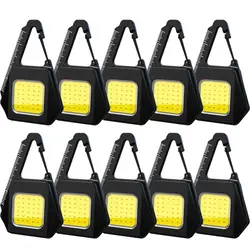 Mini COB LED luzes de trabalho, lanterna portátil, chaveiro de luz, multifuncional, luz de acampamento magnética, tocha recarregável, 1-10 pcs