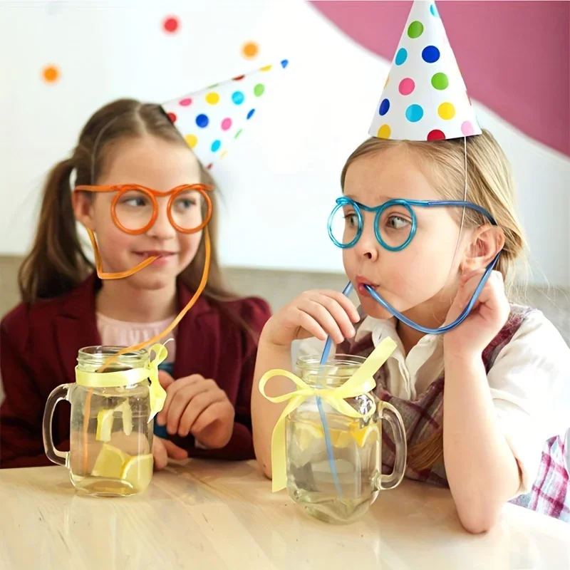 

Creative Funny Straw Glasses Flexible Drinking Tube Novelty Entertainment Accessories For Holiday Birthday Party Halloween Gifts