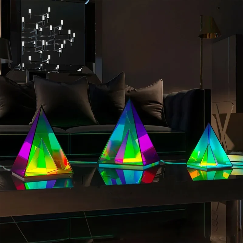 COLIN Contemporary Creative Table Lamp  Pyramid Indoor Atmosphere Decorative LED Lighting For Home Bed Room