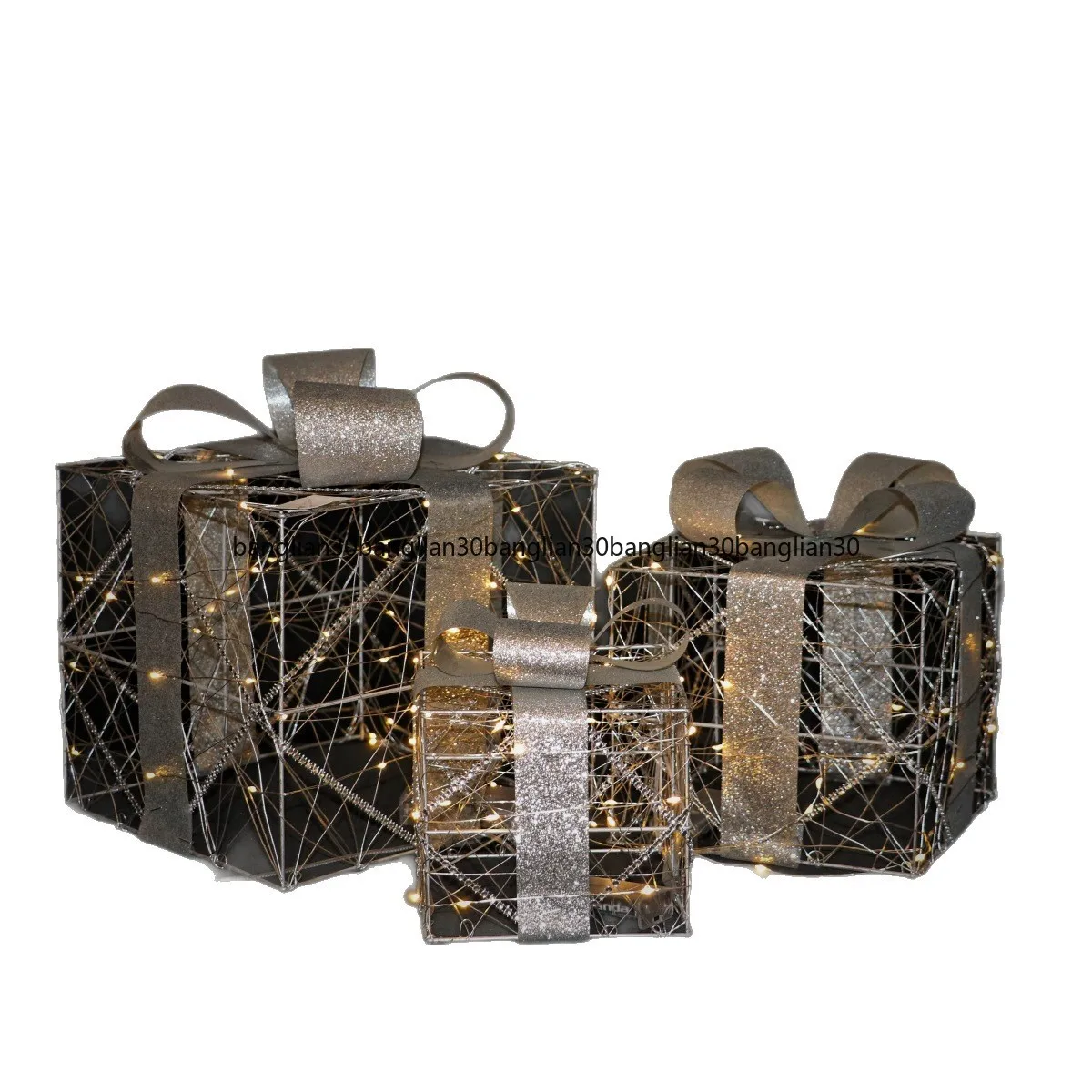 Christmas Decoration Gift Box Three-piece Christmas Tree Decoration Ornament Shopping Mall Hotel Window Decoration