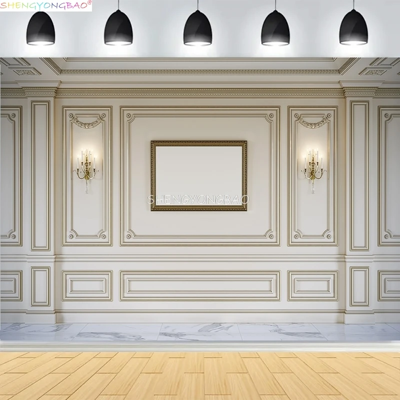 

Interior Wall And Floor Mouldings Photography Backdrops Retro Joinery Wood Paneling Palace Wedding Photo Studio Background OR-09