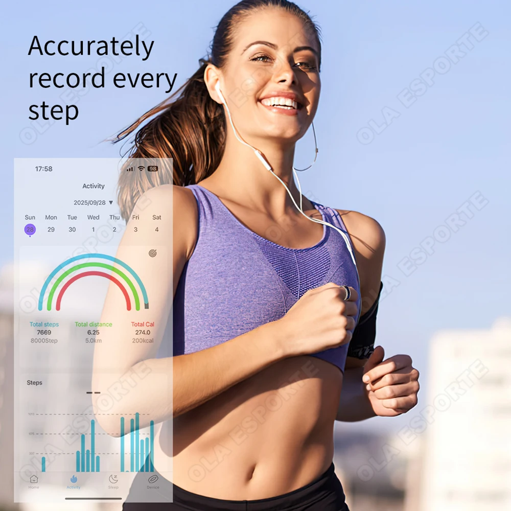 New LED Display Screen Health Monitor Smart Ring Waterproof Rings Heart Rate Sleep Monitoring Fitness Sports Smartring Men Women