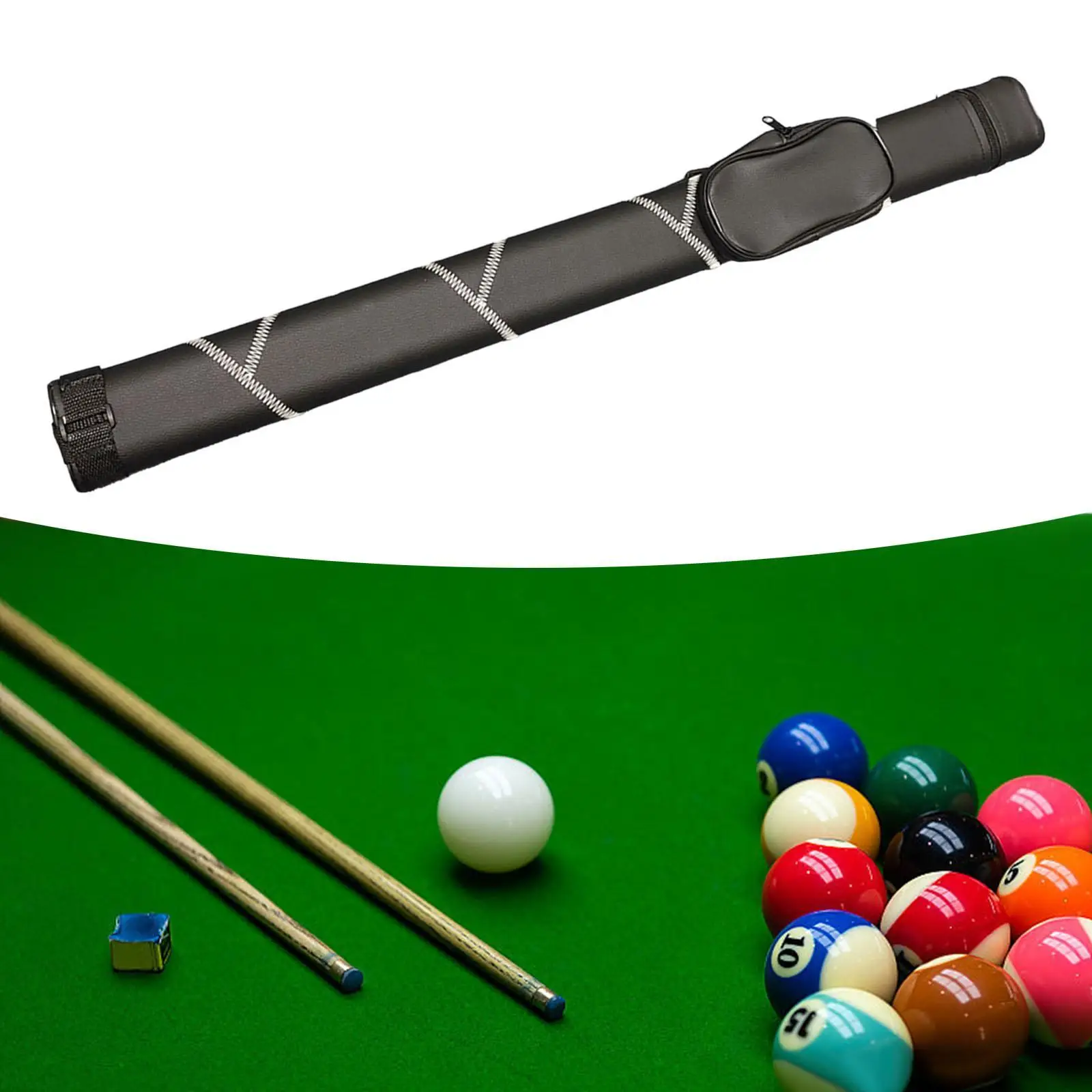 Pool Cue Case PU Leather Billiards Accessories Portable Carrying Case Cue