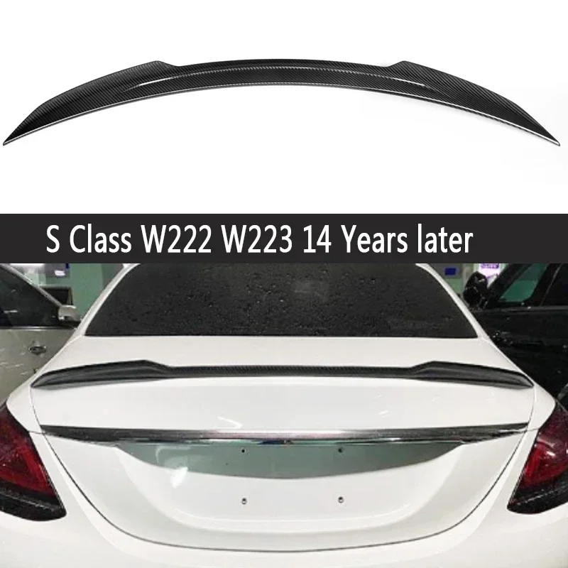 For Mercedes Benz S Class W222 W223 Carbon Fiber Spoiler Shunt Rear Tail fins Duckbill Car Wing Retrofit the rear wing body kit