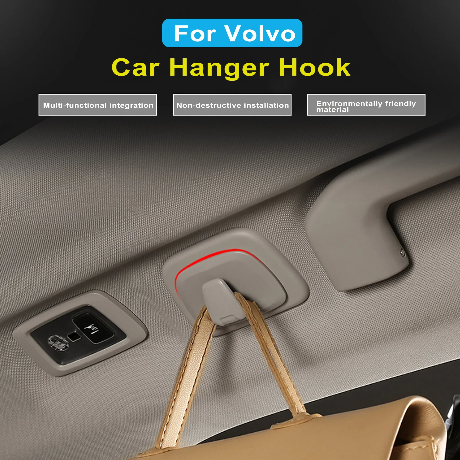 Für Volvo XC40 XC60 18-20 für XC90 S90 V90 16-20 Auto-Aufhängehaken Rücksitz-Dachhaken 1 Paar Innenraum-Zubehör Aufbewahrung – Detail 5