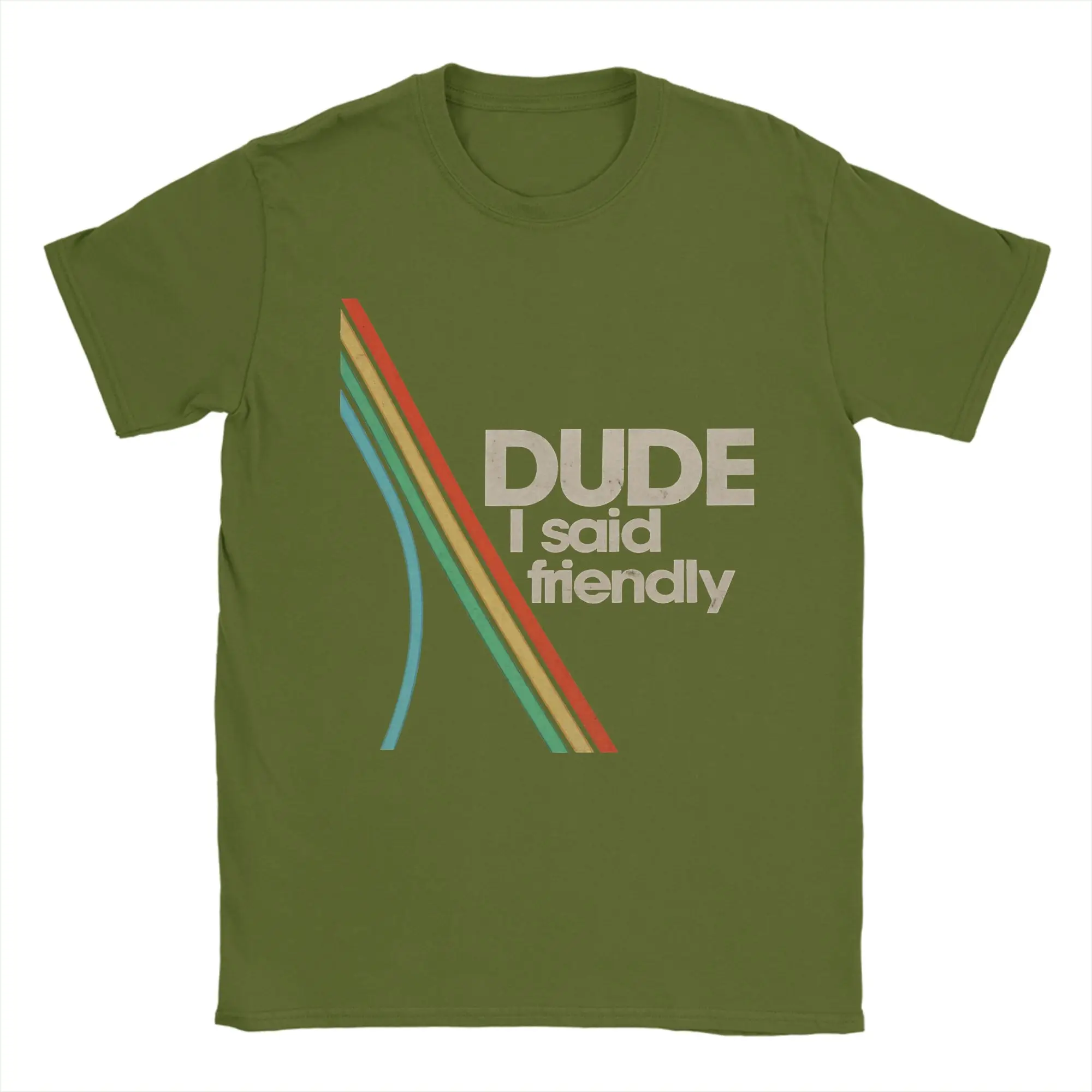 Vintage Arc Raiders Dude I Said Friendly T-Shirt Men Round Neck Short Sleeve Tops  100%Cotton Summer Clothing