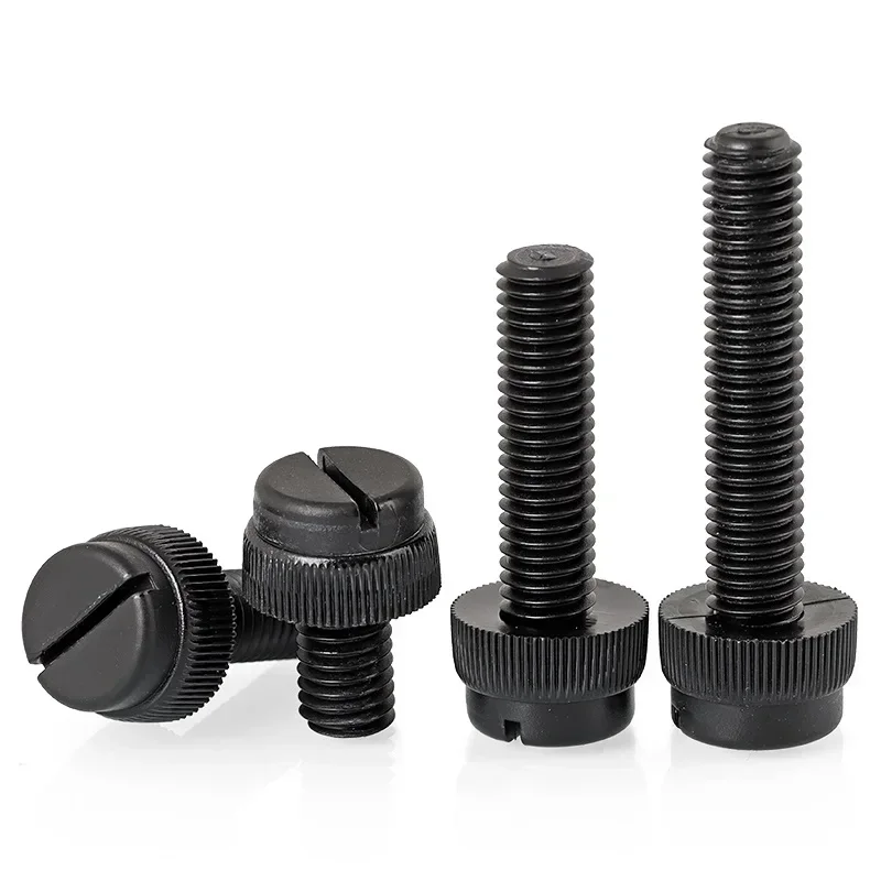 1000PCS M3*6 to 25MM ANTI RUSTED Black Nylon Knurl Hand Screw Computer Used Insulation Bolts Slotted Tighten Screw