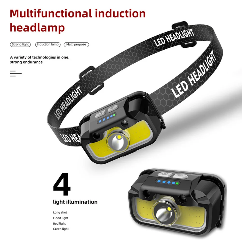 YANBIGUO LED Headlamp Induction Head Lamp Built-in Battery USB Rechargeable Head Flashlight Outdoor Fishing Sensor Headlight
