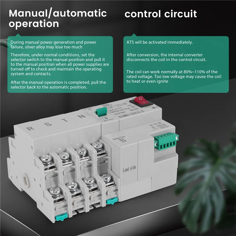 مفتاح نقل تلقائي مزدوج الطاقة من النوع MCB 4P 100A ATS مفتاح كهربائي لقاطع الدائرة