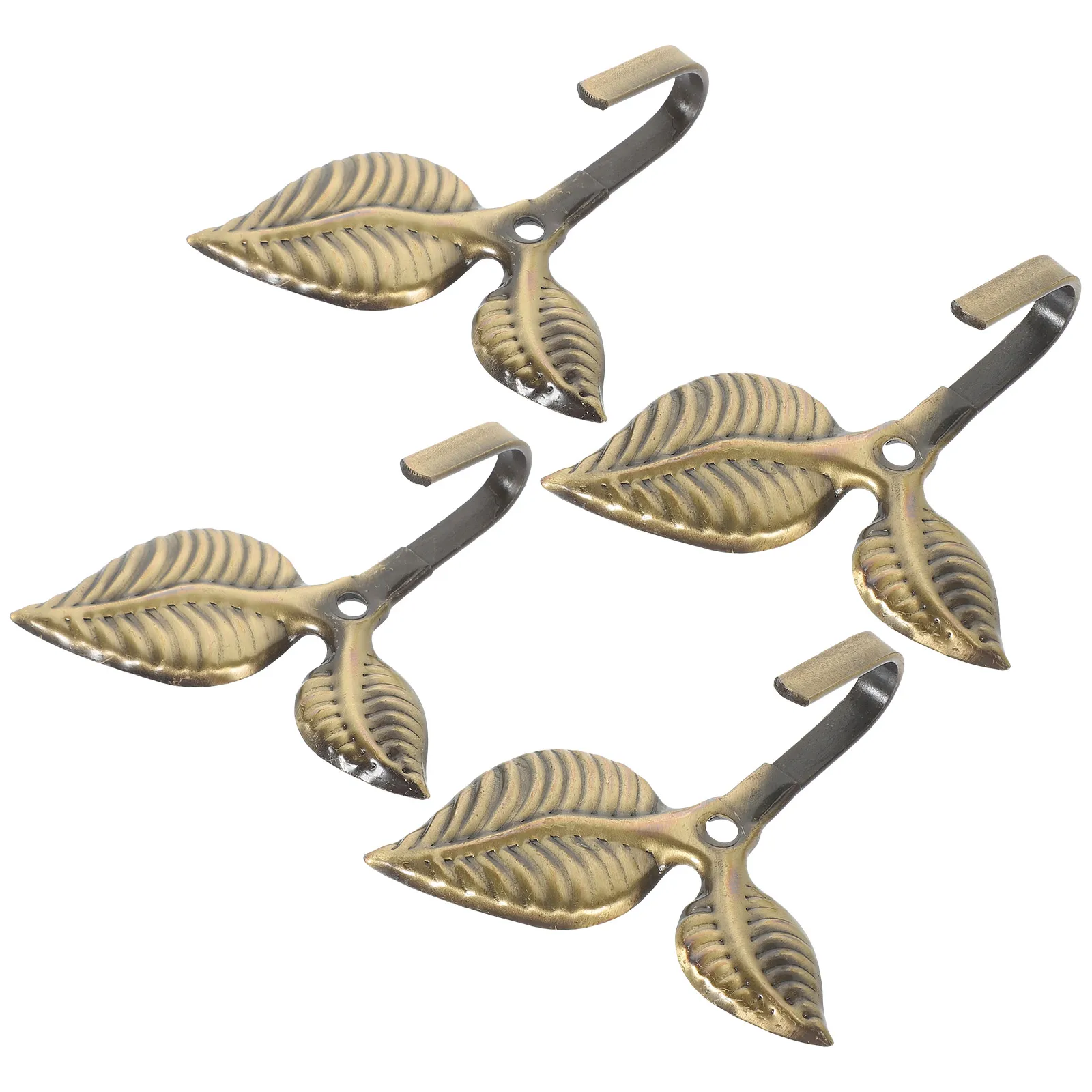 

4pcs Vintage Iron Hooks Bronze Wall Mount Coats Decorative Leaf Shaped Heavy Duty Metal Bath Hat Multi Functional