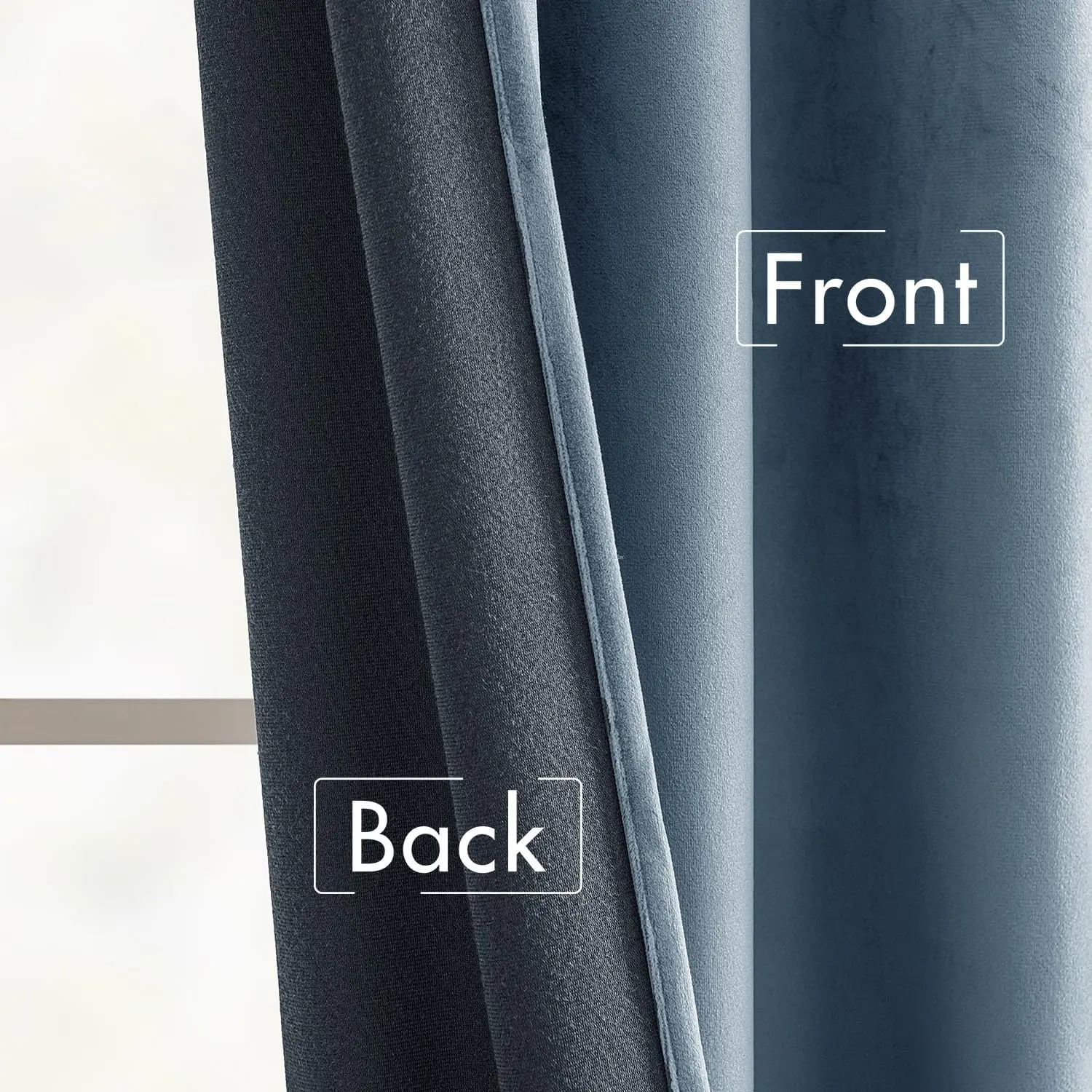 Zasłony zaciemniające z aksamitu, 244 cm - termoizolacyjne, super miękkie, z przeszyciem na karnisz i zaczepami, kolor kamiennej niebieski, 2 panele