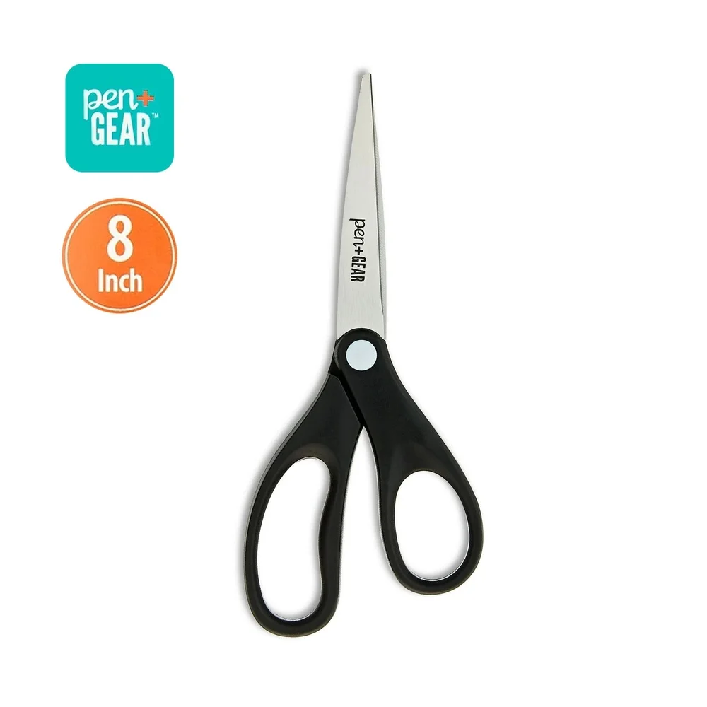 8-Inch All-Purpose Stainless Steel Scissors Home Office Crafting K-12 Classroom Durable Lightweight Kid Adult Friendly