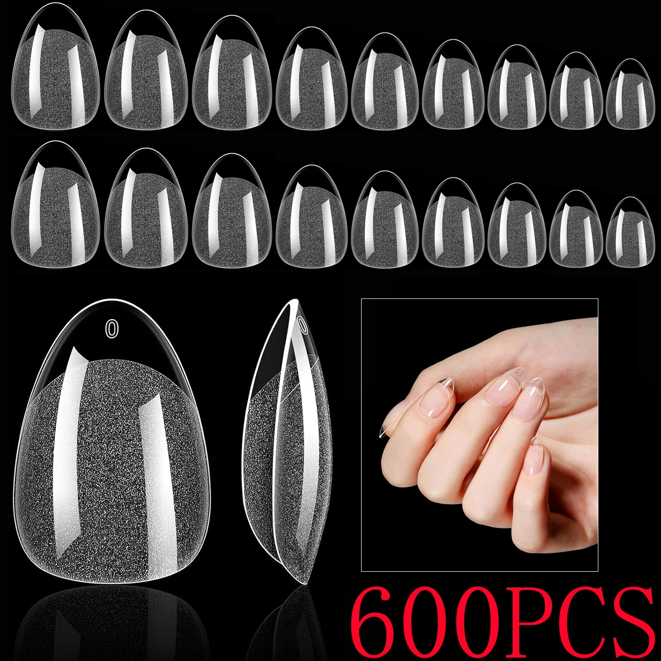 600Pcs Soft Gel False Nail Tips XS Short Square Coffin Almond Artificial Press On Fake Nails Extension X Capsule Manicure Tools