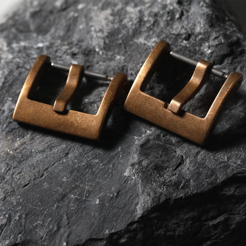 High-end Bronze Buckle 18MM 20MM Vintage Leather Rubber Strap Buckle, Pure Bronze, Vintage Style Strap Buckle Accessories view 3