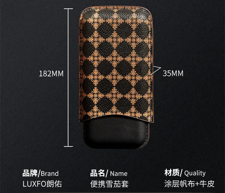 Portable Cow Leather Cigar Case Holder Cigar Case Humidor Smoking Accessories Cigar Case with Gift Box