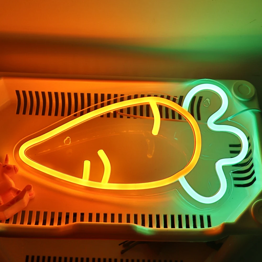 1pc Carrot LED Wall Art Neon Sign Light For Room Kitchen Party Shop Pub Club Decoration 12.01\'\'*6.5\'\'