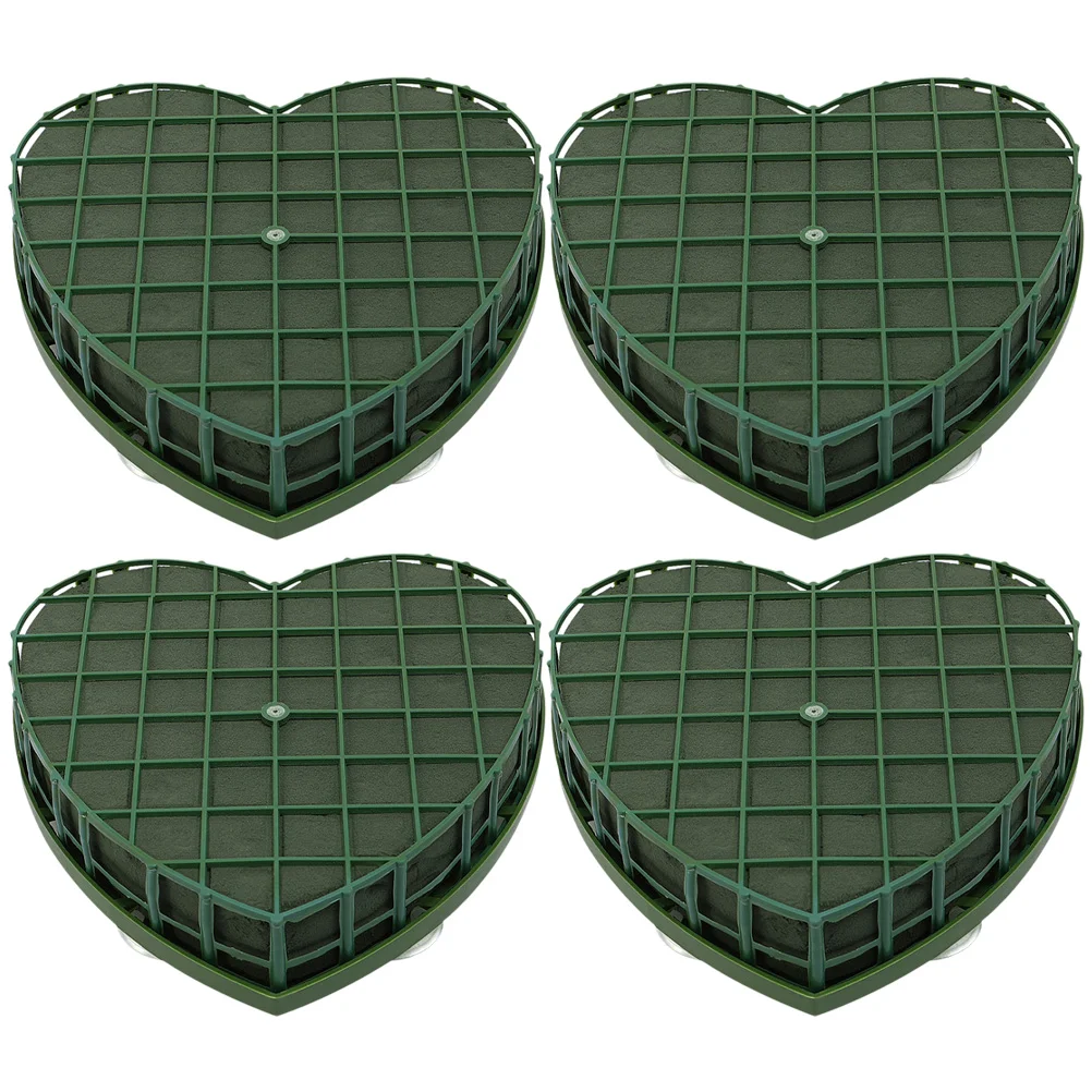 

4 Pcs Sponge Heart-Shaped Flower Mud Green Florist DIY Block Wedding Car Round Decor Floral Blocks Dad