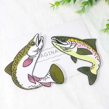 Quasimodo Cartoon Fish Grass Carp Hairtail Shark Embroidery Iron on Patch Applique Sticker Badge Patchwork Sewing Embellishments 