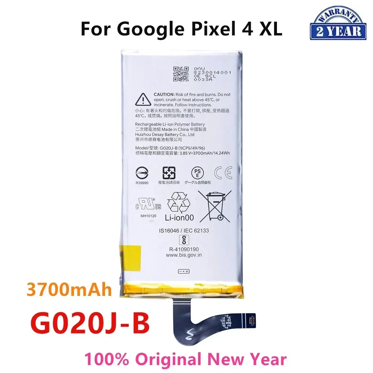 

100% Orginal G020J-B 3700mAh Replacement Battery For Google Pixel 4 XL Pixel4 XL Genuine Latest Production Phone Batteries