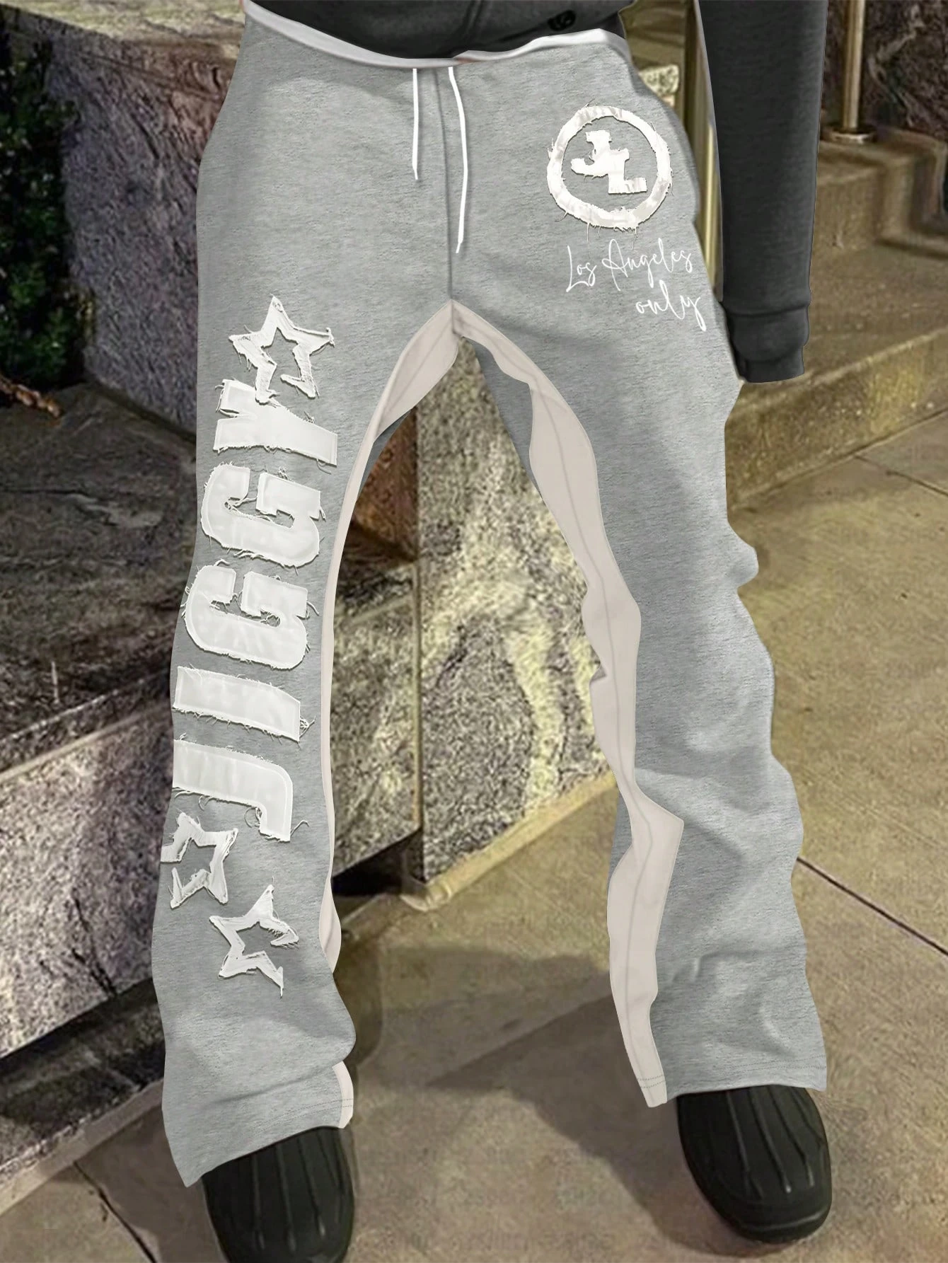 2026 Y2K Los Angeles Print Straight Sports Pants, Quick Dry Cursive Text Graphic Print Breathable Daily Jogging Trousers Kids