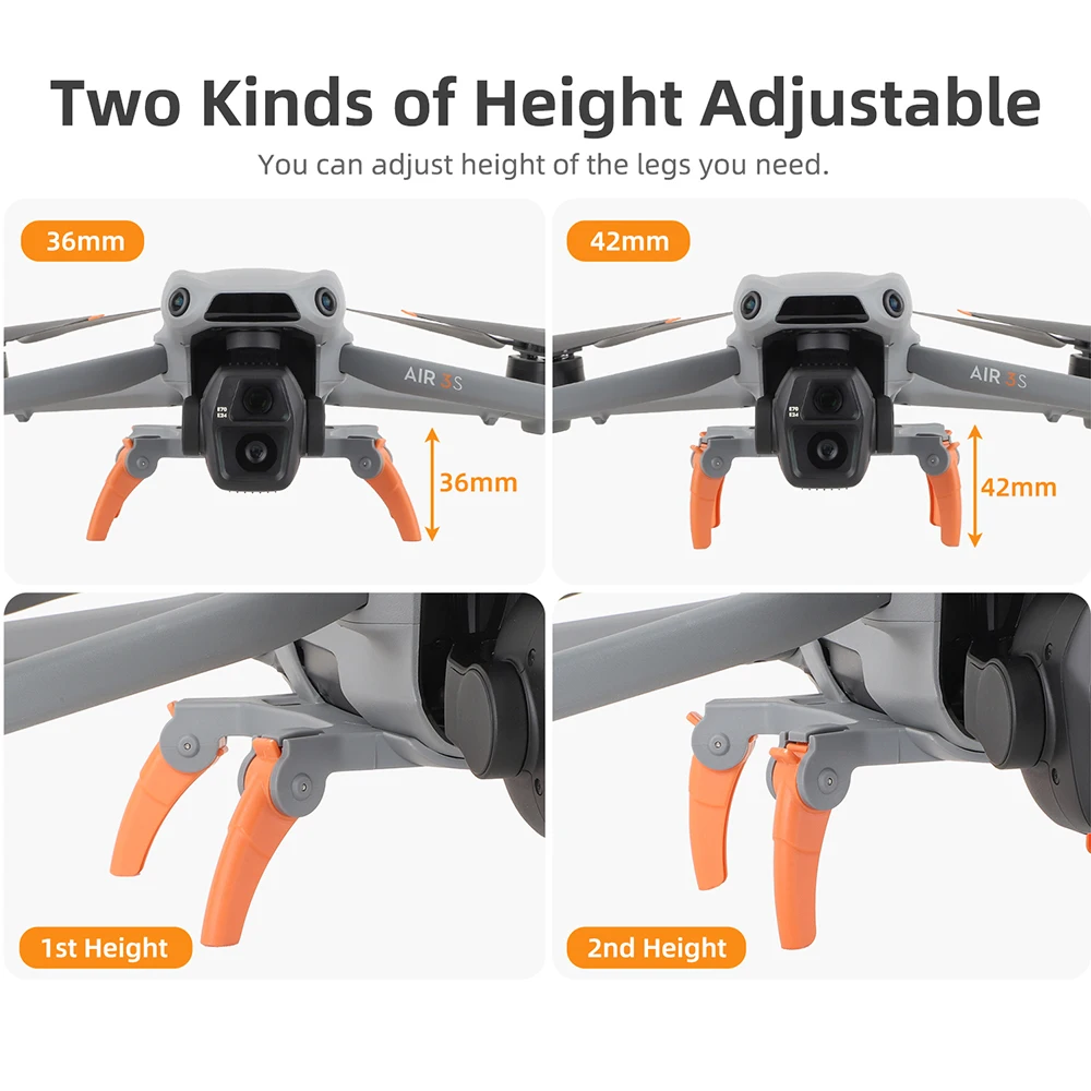 Landing Gear for DJI Air 3S Foldable Highten Extensions Landing Skid Protector Leg Folding for DJI Air 3S Drone Accessories
