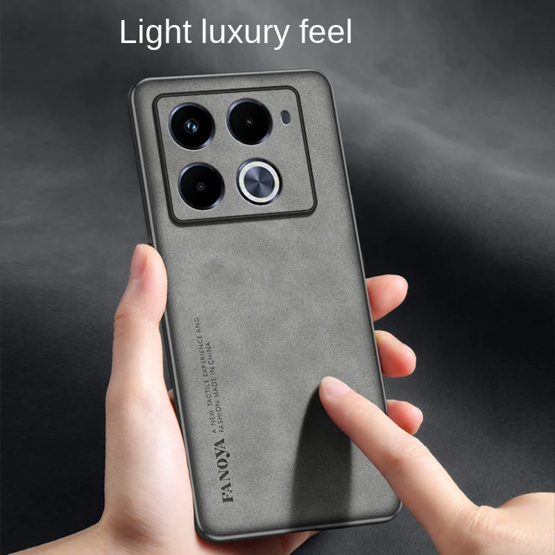 Infinix Note 40 Pro 4G X6850 Case PU Leather Surface Hard PC Back Cover Shockproof Matte Phone Case for Infinix Note 40 Pro 4G