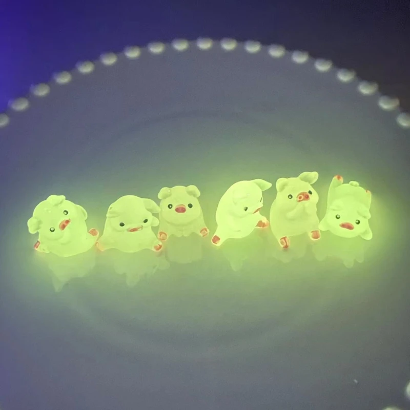 6 pezzi mini figurine maiale in resina artigianato fai da te figurine in miniatura piggy luminose maiale Dropship