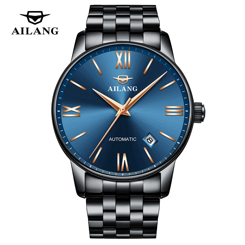 

AILANG Top Brand Automatic Mechanical Watches Stainless Steel Strap Fashion Simple Men Watch 30M Waterproof Band Calendar Reloj