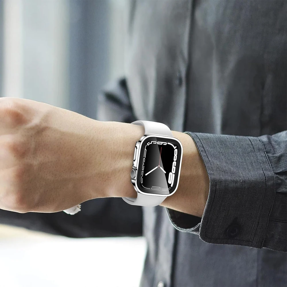 Cover Case for Apple Watch 10 46mm 42mm 45mm 44mm 49mm 41mm 40mm Tempered Glass Screen Protector Series 7 8 9 SE 6 5 4 Ultra 2