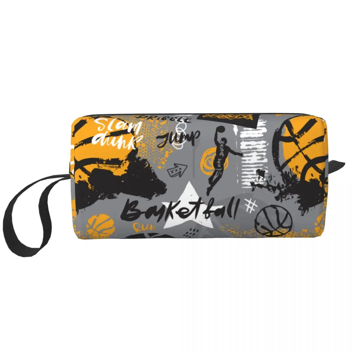 Basketball Cosmetic Bag Women Cute Large Capacity Physical culture Dots Round Makeup Case Beauty Storage Toiletry Bags